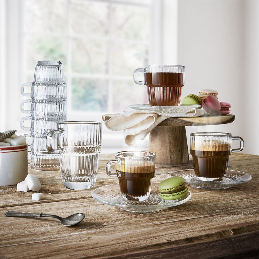 Barshine Espresso Piattino Tazzina Caffè 14 cm In Vetro Set 36 Pz